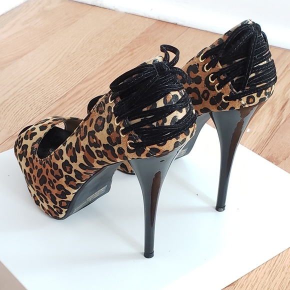 Charlotte Russe Leopard Corset Peep Toe Heel, Sz 8 - Picture 5 of 8